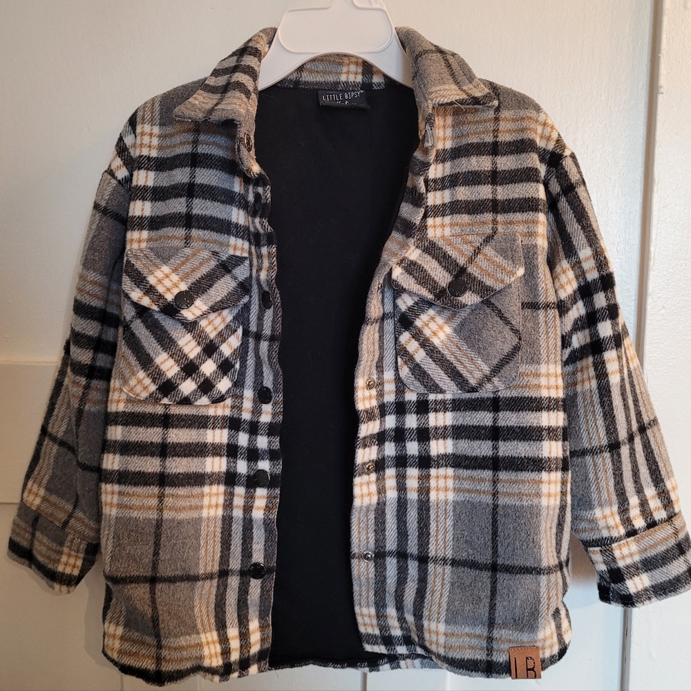 2T Little Bipsy Kids Checkered Jacket - Gray, Black, and Cream